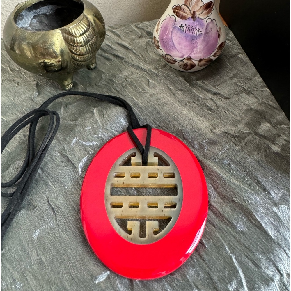 Hermès Style Carved Horn Oversized Necklace